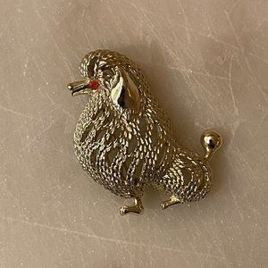 Vtg Sarah Coventry Silver Tone Poodle Dog Brooch